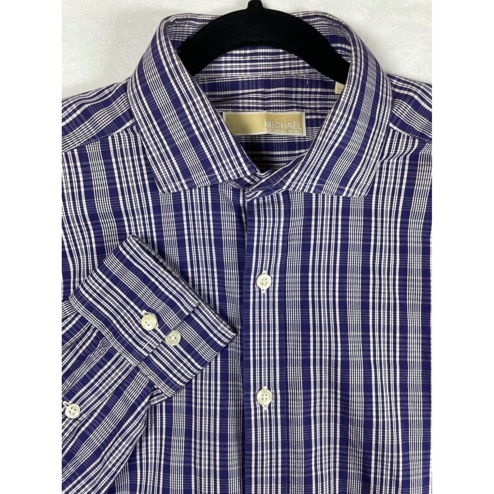 michael michael kors mens‎ 100% cotton plaid button down 16 32/33 preppy summer